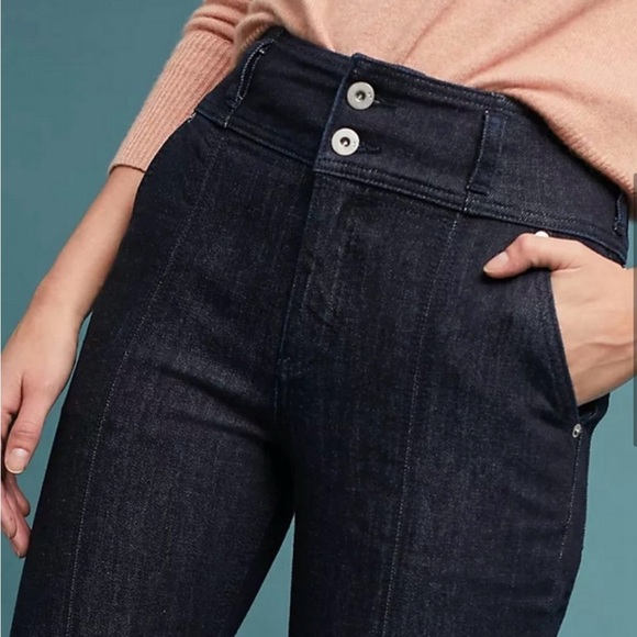 Anthropologie Pilcro and the Letterpress High Rise Straight Dark Wash Jeans - Picture 3 of 17